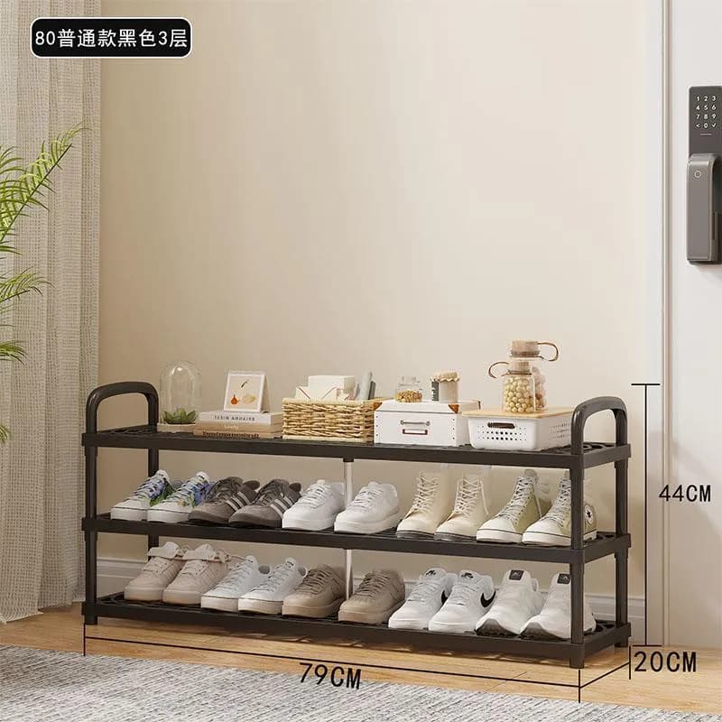 YH8823-80-3层带轮款塑料层板鞋架(16mm烤漆管)