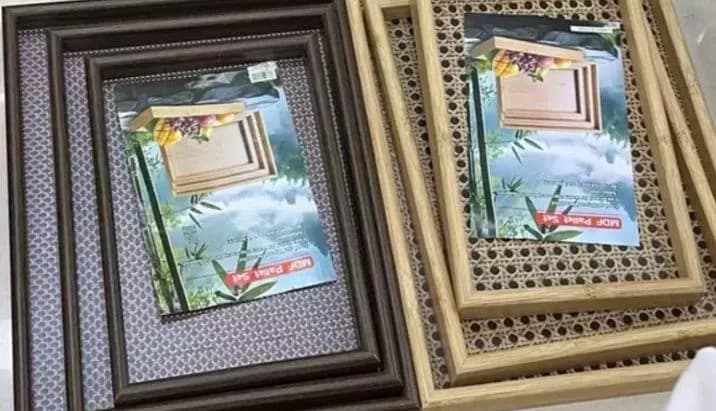 编织皮革红木色套三