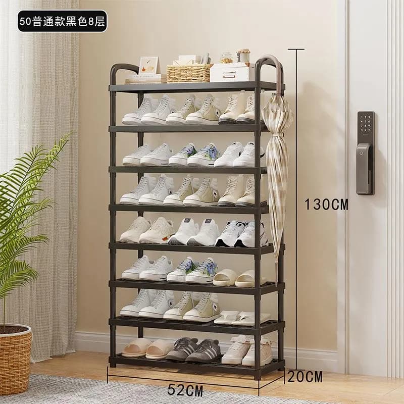 YH8823-50-8层带轮款塑料层板鞋架(16mm烤漆管)