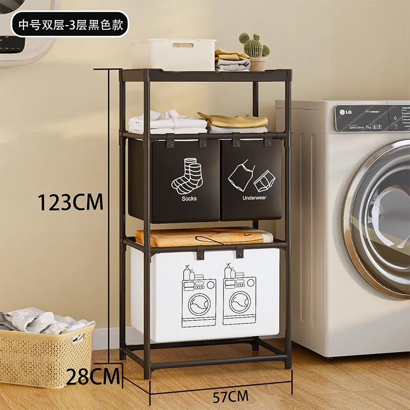 YH6902-3层中号带轮置物筐脏衣篮(16mm烤漆管)