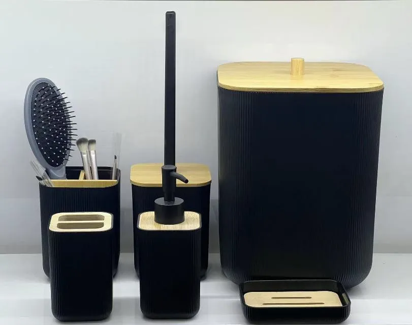6件套 6PCS set 皂液瓶牙刷架 肥皂盒 垃圾桶马桶刷 收纳盒 soap dispenser+Toothbrush holder+pallet+ brush holder+ dustbin+SOAP Dish+storage box