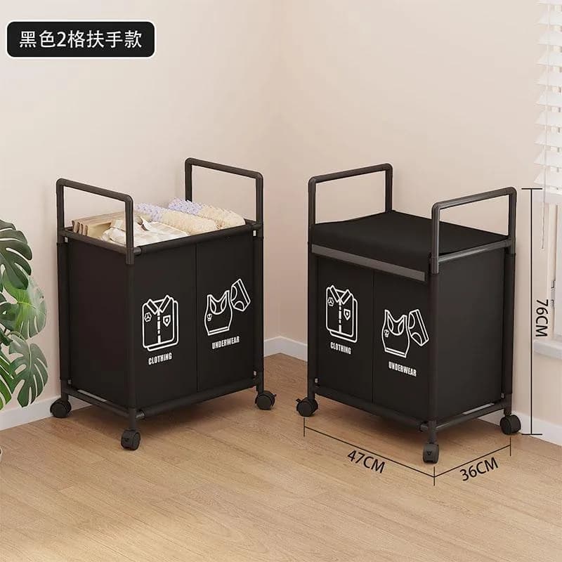 新款YH6909-3格不带扶手款脏衣篮(加厚120克无纺布+16mm烤漆管)