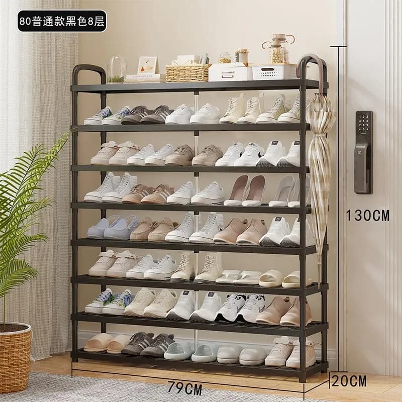 YH8823-80-8层带轮款塑料层板鞋架(16mm烤漆管)