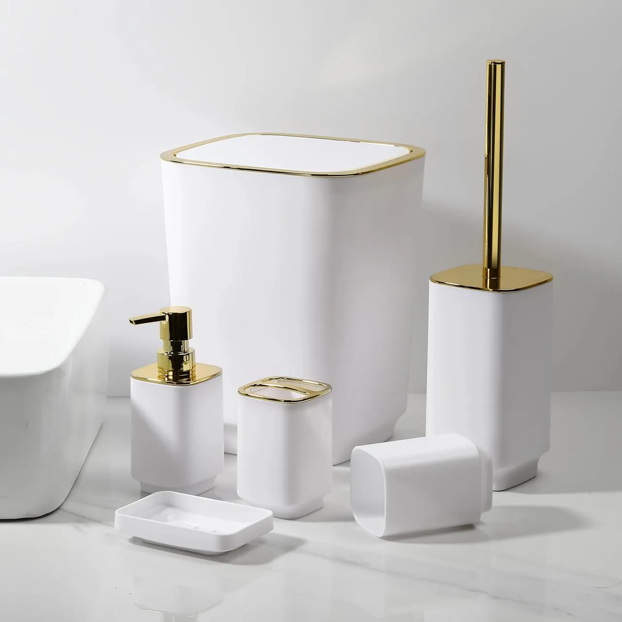 6件套 6PCS set 皂液瓶牙刷架 肥皂盒 垃圾桶马桶刷 soap dispenser+Toothbrush holder+ cup+ brush holder+ dustbin+SOAP
Dish