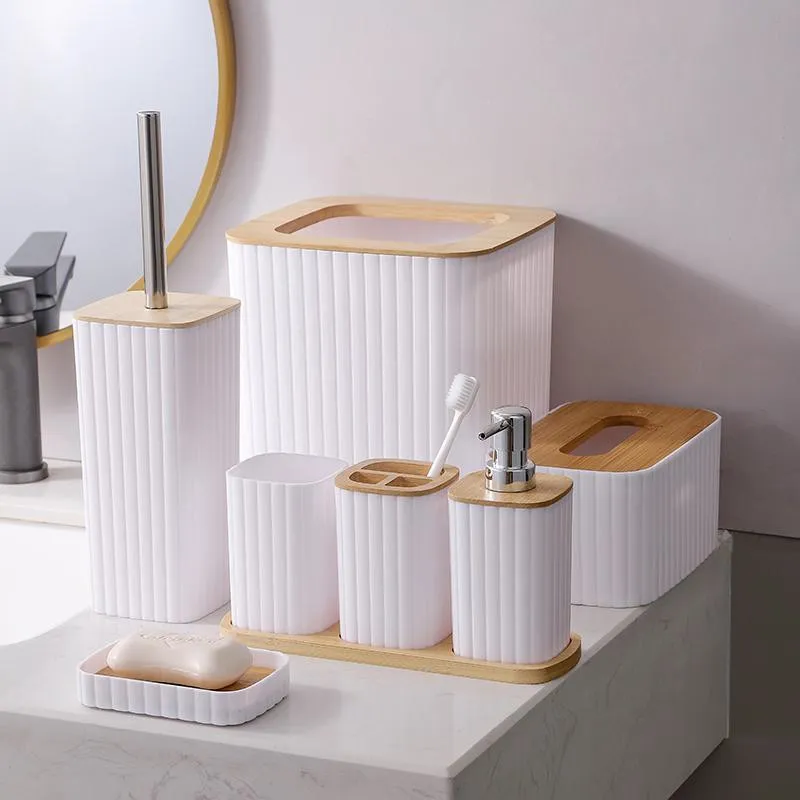 6件套 6PCS set 皂液瓶牙刷架 肥皂盒 垃圾桶马桶刷 soap dispenser+Toothbrush holder+ cup+ brush holder+ dustbin+SOAP Dish