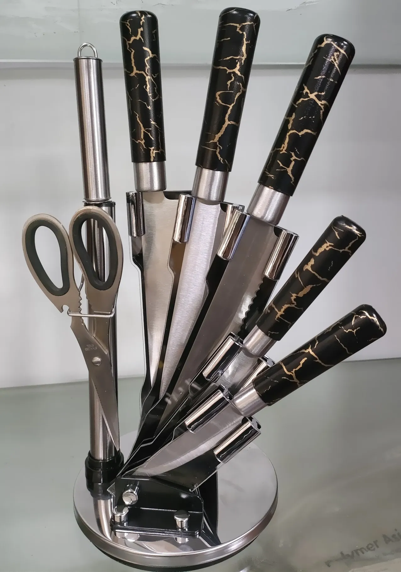 蓝色纹理柄砂光8件套