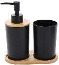 皂液瓶+牙刷杯+竹底托 dispenser+Toothbru sh holder+pallet