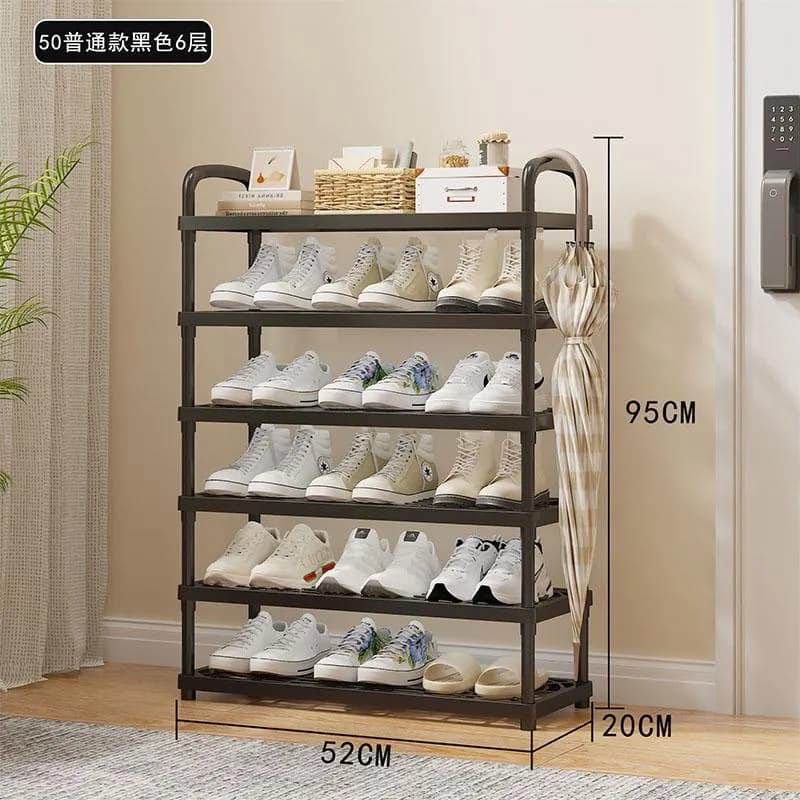 YH8823-50-6层带轮款塑料层板鞋架(16mm烤漆管)