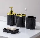 4件套 皂液瓶+漱口杯+牙刷杯托盘 4pcs set soap
dispenser+cup+pall et+Toothbrush
holder