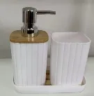 4件套 皂液瓶+漱口杯+牙刷+肥皂盒 4pcs set soap dispenser+cup+Toot hbrush holder
+soap dish