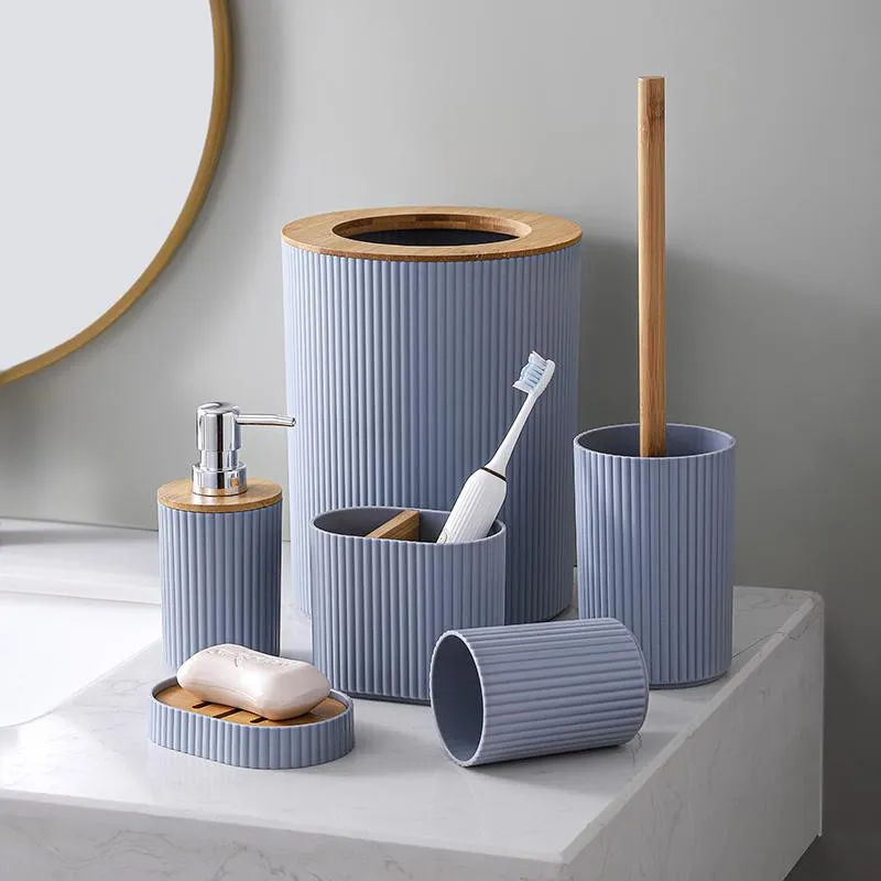 6件套 6PCS set 皂液瓶牙刷架 肥皂盒 垃圾桶马桶刷 soap dispenser+Toothbrush holder+ cup+ brush holder+ dustbin+SOAP Dish