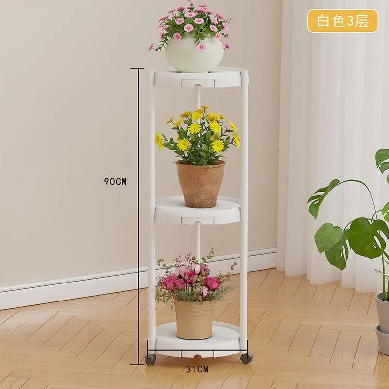 新款YH9920-4层带轮花盆置物架(19mm烤漆管)