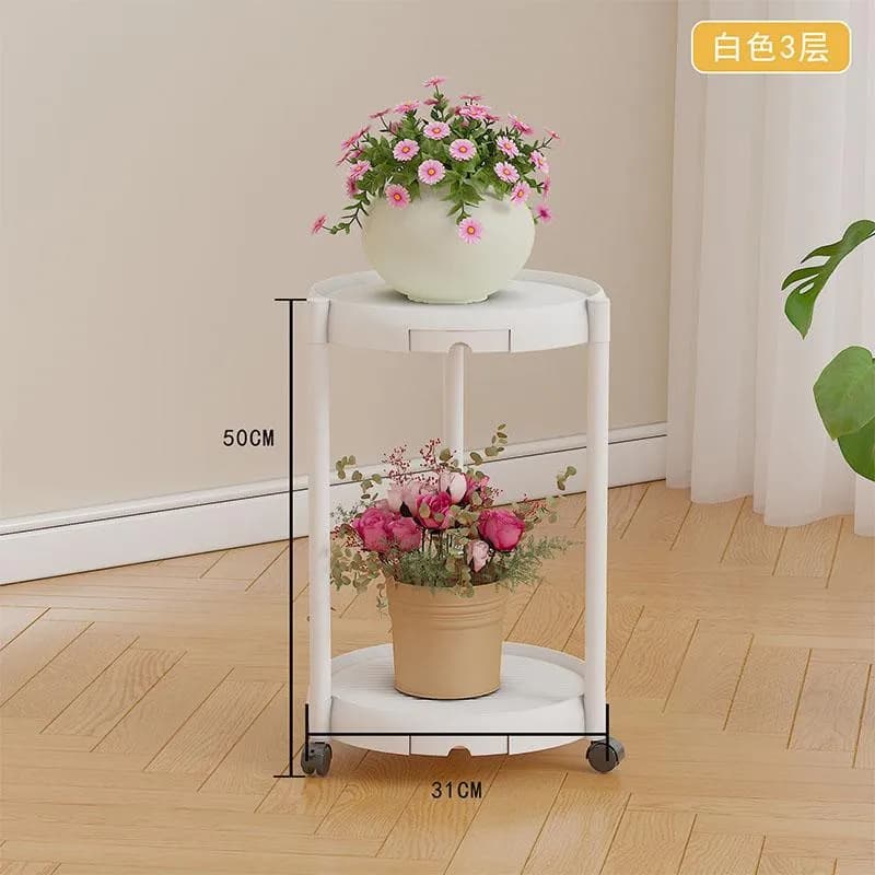 新款YH9920-2层带轮花盆置物架(19mm烤漆管)