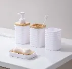 4件套 皂液瓶+漱口杯+牙刷杯托盘 4pcs set soap
dispenser+cup+pall et+Toothbrush
holder