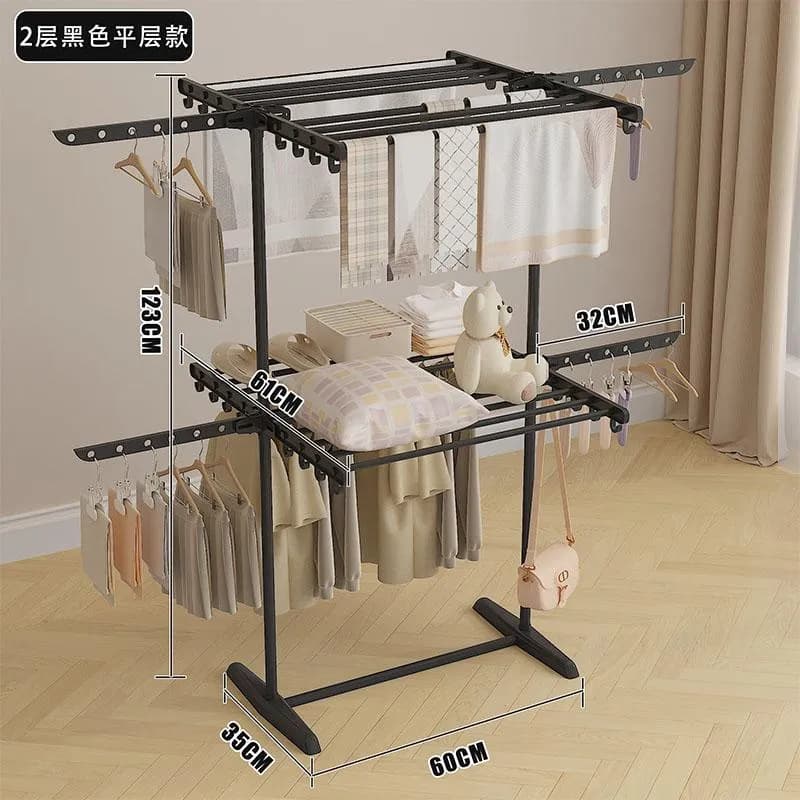 YH9813-1多功能折叠晒衣架(19mm烤漆管)