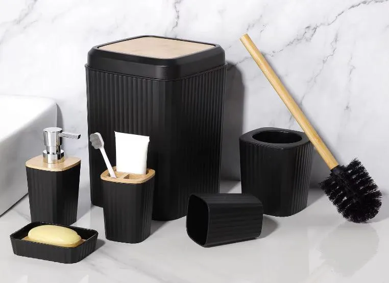 6件套 6PCS set 皂液瓶牙刷架 肥皂盒 垃圾桶马桶刷 soap dispenser+Toothbrush holder+ cup+ brush holder+ dustbin+SOAP Dish