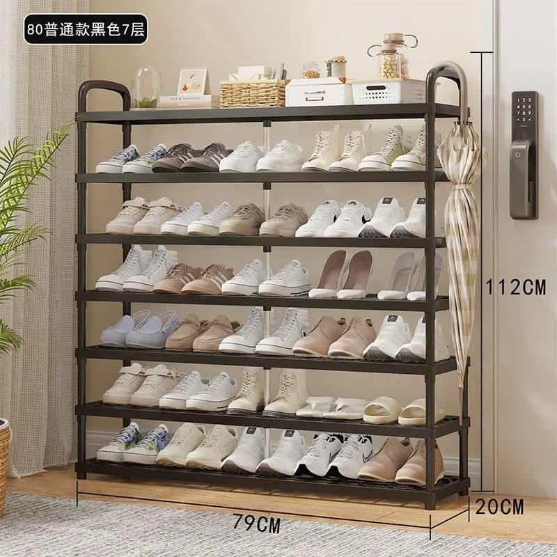 YH8823-80-7层带轮款塑料层板鞋架(16mm烤漆管)