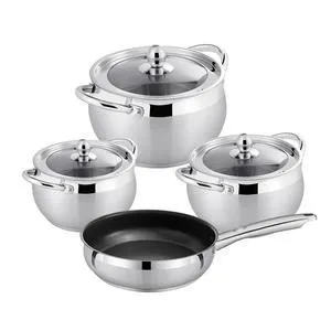 ITEM:HR177 -1
Body:stainless steel 201,0.5mm, Apple shape
Bottom:0.5mm alum+1.5mm iron+0.5mm alum,430 bottom base Exterior:upper side 20 % mirror polish, 80% lower side matt polish Interior:mirror polish with capacity mark
Lid:T type glass lid with stainless steel wide edge as photo Handle:stainless steel hollow handle with riveted as photo
18x11.5cm/2.9L ,
20x12.5cm /3.9L casserole w/lid, 24x14.5cm(6.5L)casserole w/lid,