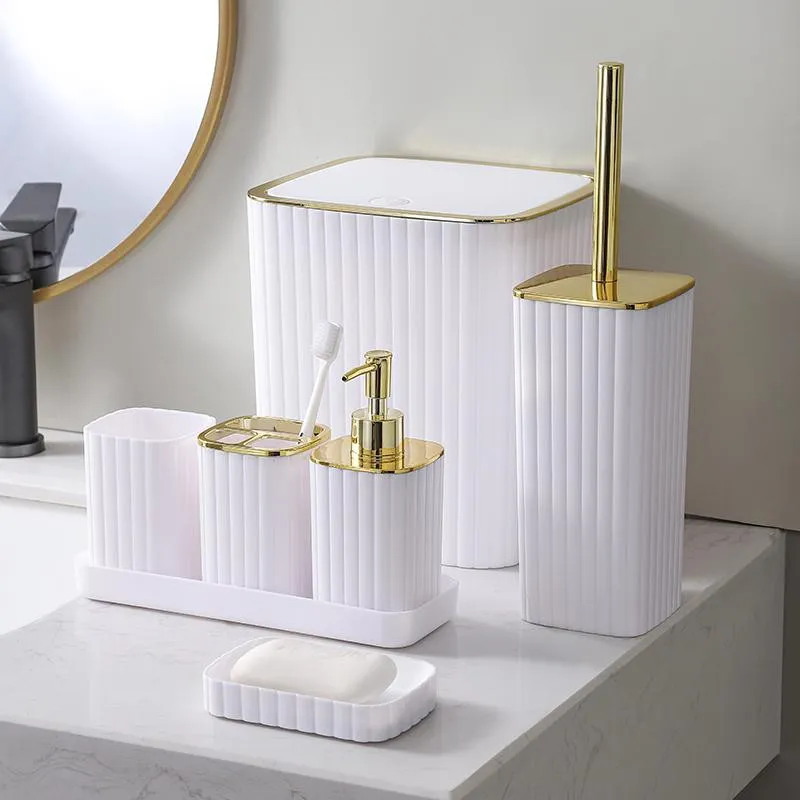 7件套 7PCS set 皂液瓶牙刷架 肥皂盒 垃圾桶马桶刷 底托 soap dispenser+Toothbrush holder+ cup+ brush holder+ dustbin+SOAP
Dish+pallet
