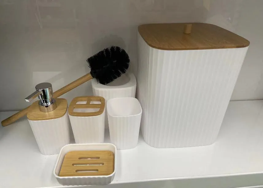 6件套 6PCS set 皂液瓶牙刷架 肥皂盒 垃圾桶马桶刷 soap dispenser+Toothbrush holder+ cup+ brush holder+ dustbin+SOAP Dish