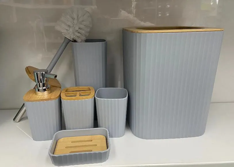 6件套 6PCS set 皂液瓶牙刷架 肥皂盒 垃圾桶马桶刷 soap dispenser+Toothbrush holder+ cup+ brush holder+ dustbin+SOAP Dish