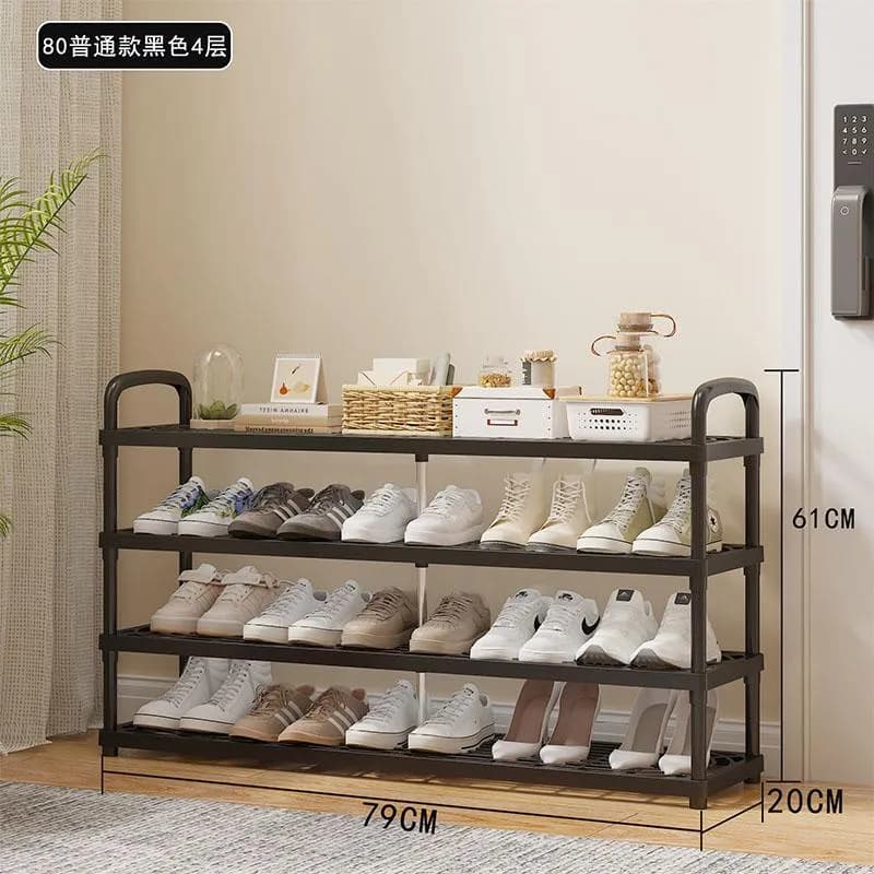 YH8823-80-4层带轮款塑料层板鞋架(16mm烤漆管)