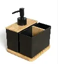 皂液瓶+牙刷杯+竹底托 dispenser+Toothbru sh holder+pallet