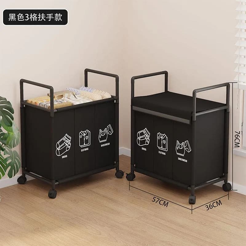 YH6910-2层中号收纳置物脏衣篮(加厚120克无纺布+16mm烤漆管)