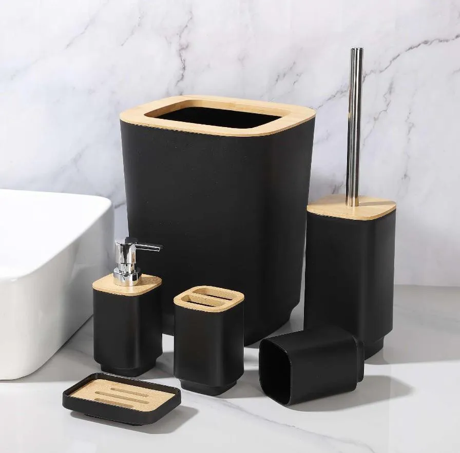 6件套 6PCS set 皂液瓶牙刷架 肥皂盒 垃圾桶马桶刷 soap dispenser+Toothbrush holder+ cup+ brush holder+ dustbin+SOAP Dish